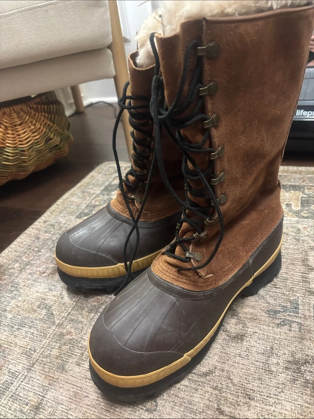 Sorel Brown and Dark Brown Waterproof Lace-Up Winter Boots